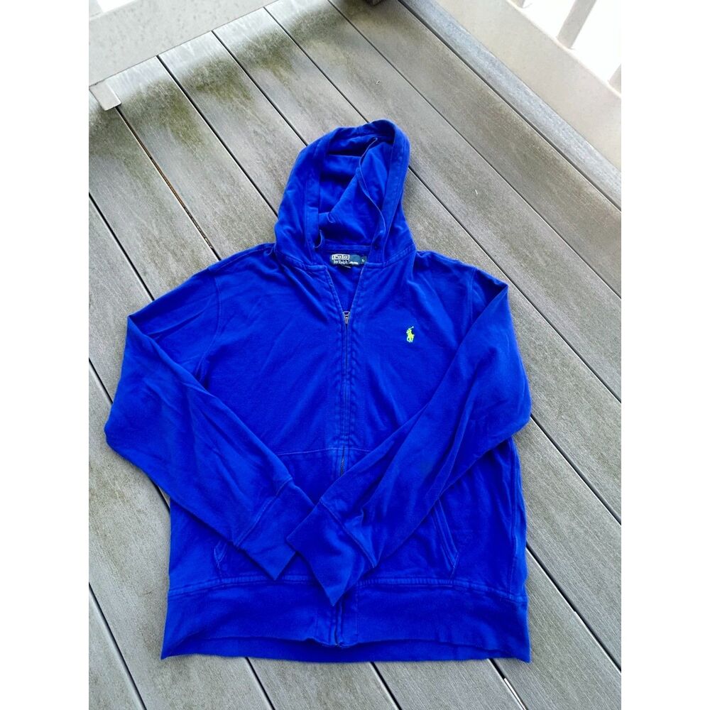 Vintage Polo Ralph Lauren Royal Blue Full Zip Up Hoodie - Picture 2 of 3